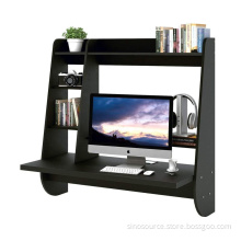 Wall Mounted Floating Computer Desk with Wood Shelves